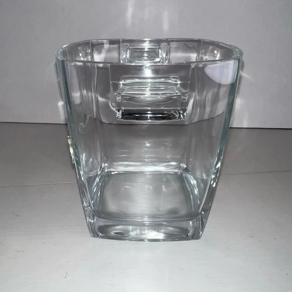 Vintage Maurice Milleur Clear Ice Bucket With Silver Plate Marlin Classic Beach